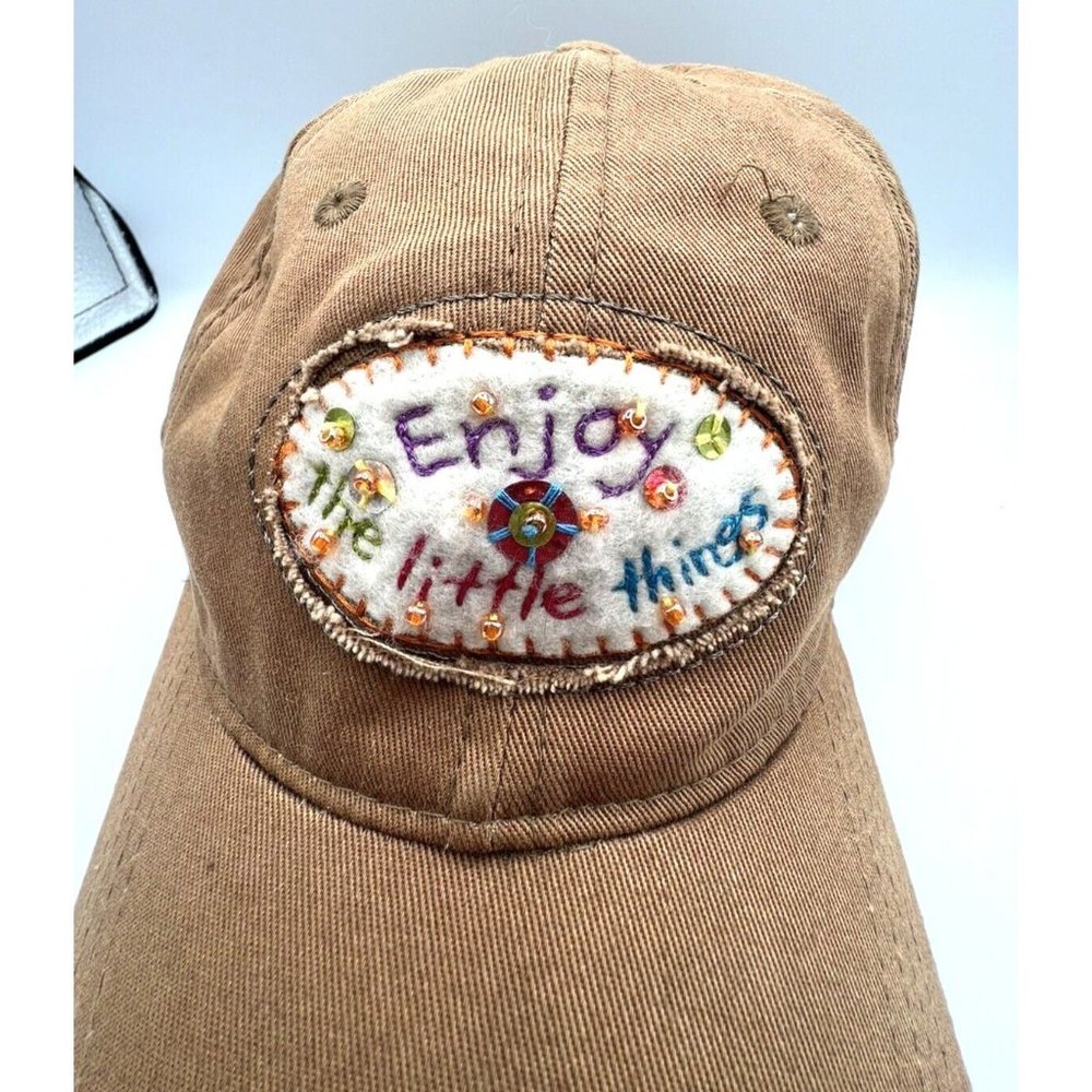 NATURAL  Enjoy the Little Things, BASEBALL STYLE ADJUSTABLE STRAPBACK HAT/CAP,